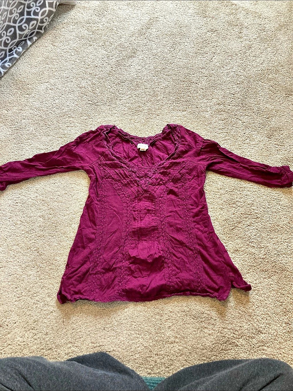 Meadow Rue Lace Detail Tunic in Purple Size Small